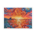 Sunset Swirl Art Poster — Vibrant Ocean Sunrise Photo Art Print