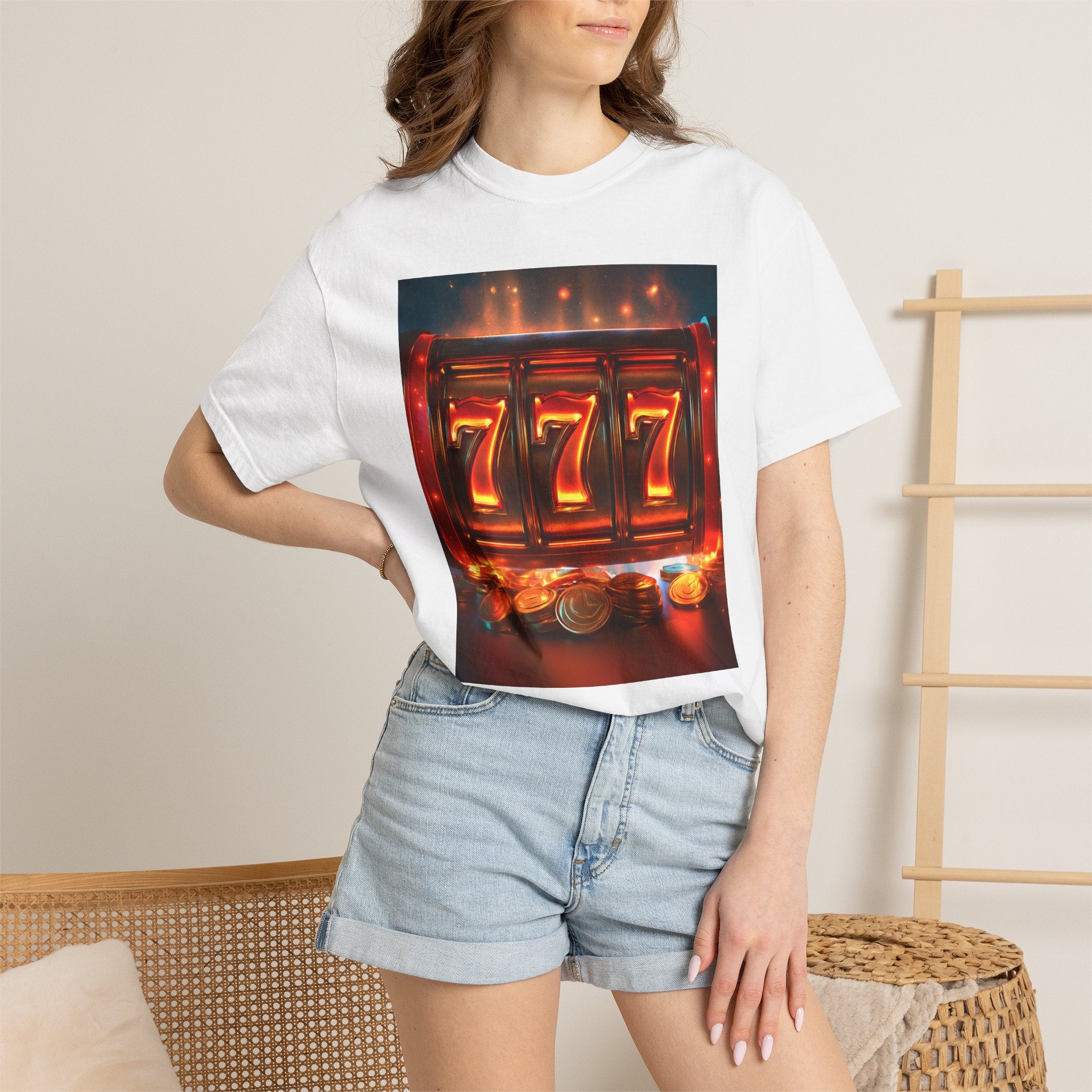 Lucky 777 Slot Machine T-Shirt — Vintage Casino Jackpot Tee