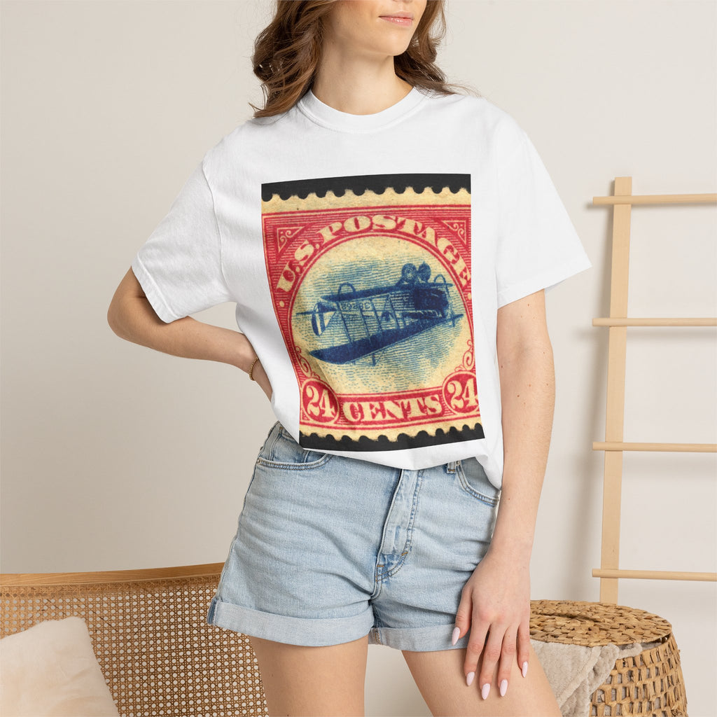 Vintage Airplane Stamp T-Shirt – 24 Postage Retro Aviation Tee