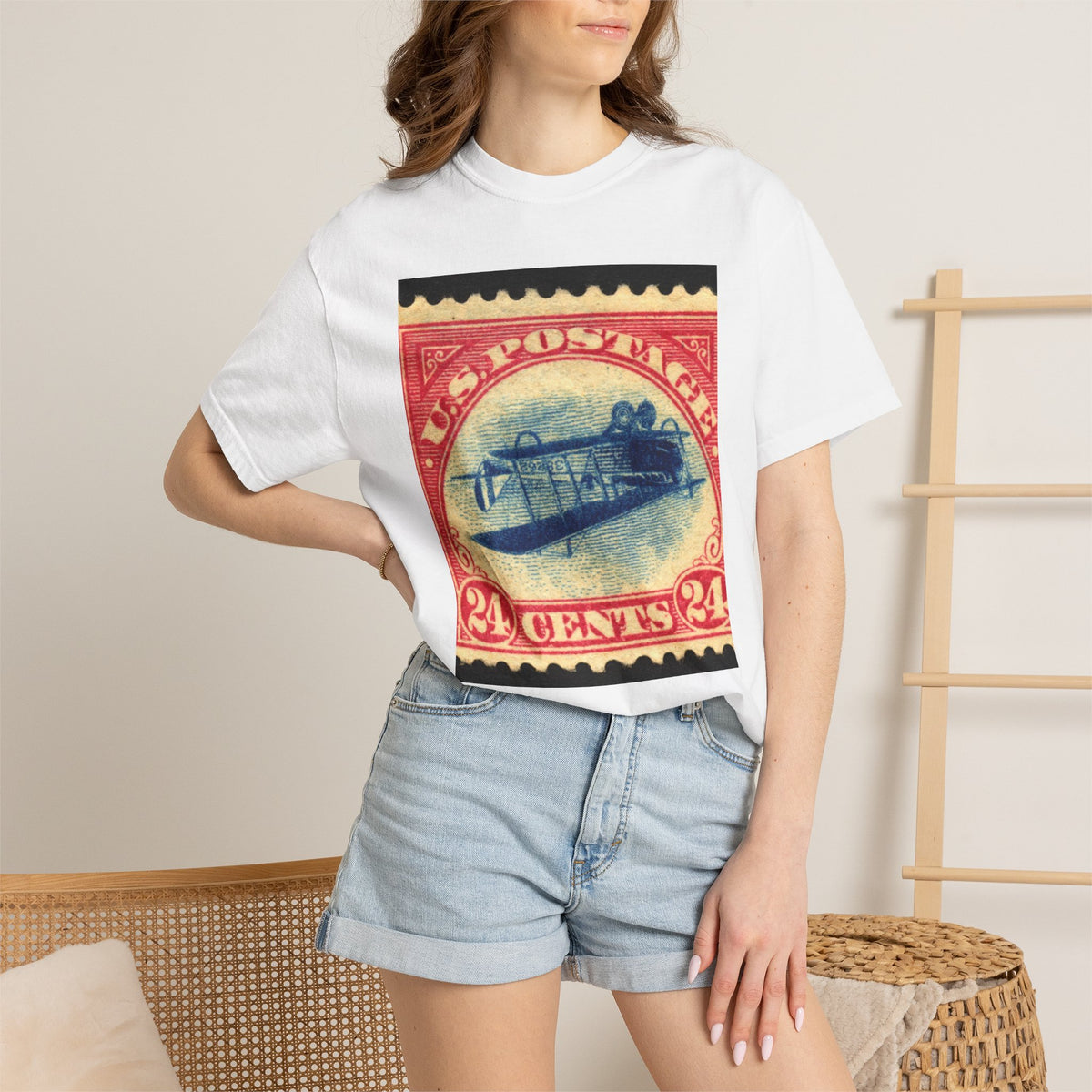 Vintage Airplane Stamp T-Shirt – 24 Postage Retro Aviation Tee