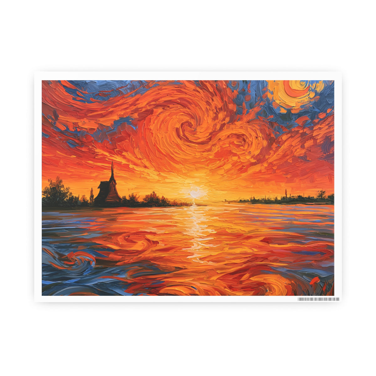 Sunset Swirl Art Poster — Vibrant Van Gogh‑Style Sunset Photo Art Print