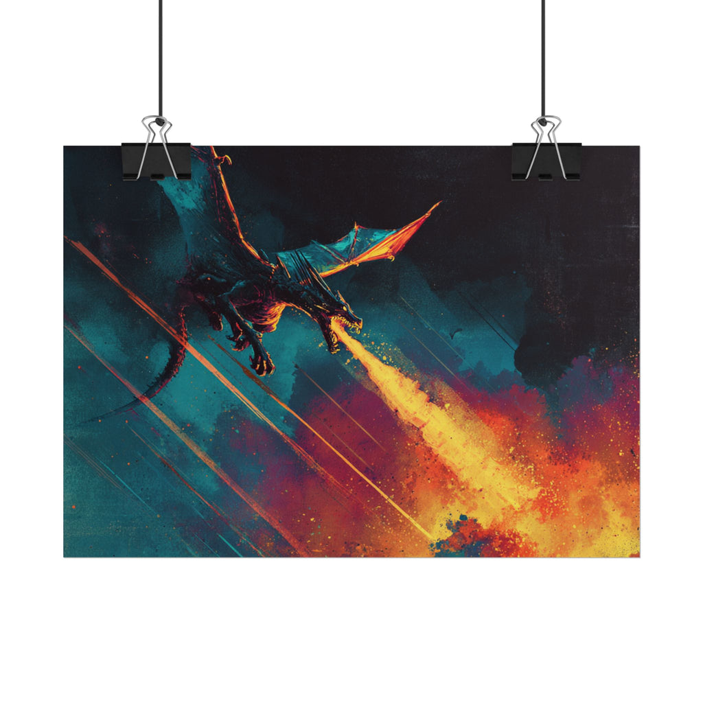 Dragon Fire Poster - Fantasy Art Rolled Wall Print