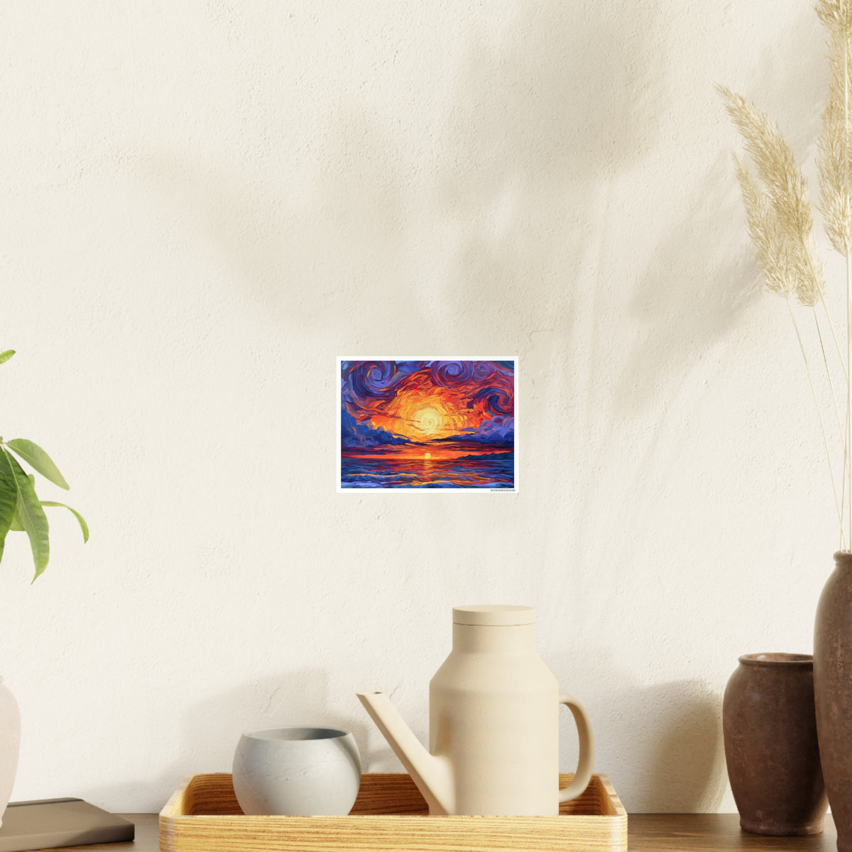 Sunset Swirl Art Poster — Vibrant Ocean Sunset Photo Art Print