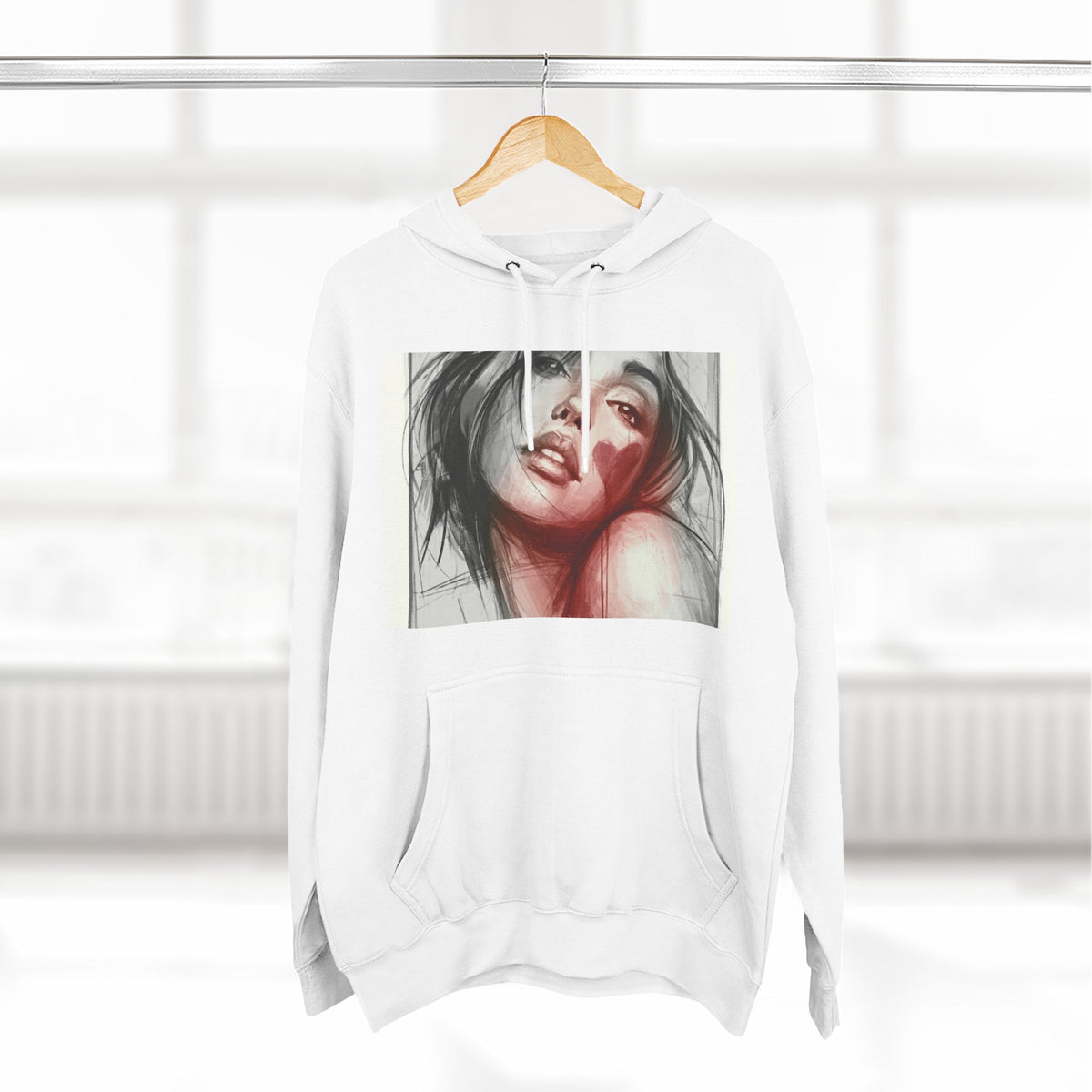 Portrait Art Hoodie — Romantic Watercolor Face Print