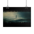 Lighthouse Filmstrip Rolled Poster — Moody Ocean Storm Wall Art