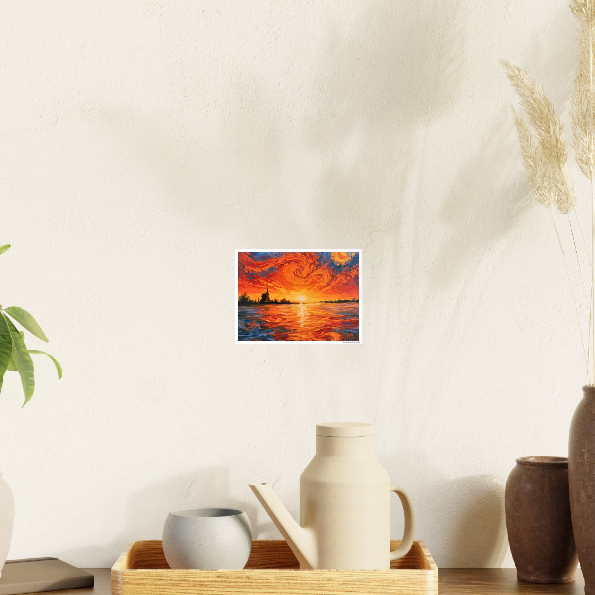 Sunset Swirl Art Poster — Vibrant Van Gogh‑Style Sunset Photo Art Print